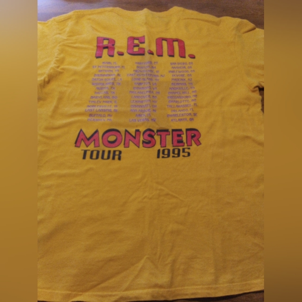 R.E.M. Monster Tour 1995 Yellow/Orange Front And Back Designs Large T-Shirt - Picture 3 of 8